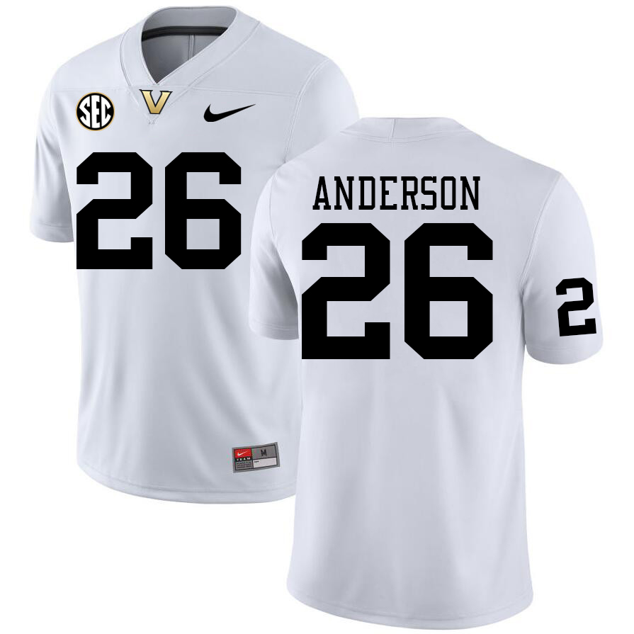 Vanderbilt Commodores #26 BJ Anderson College Football Jerseys Sale Stitched-White